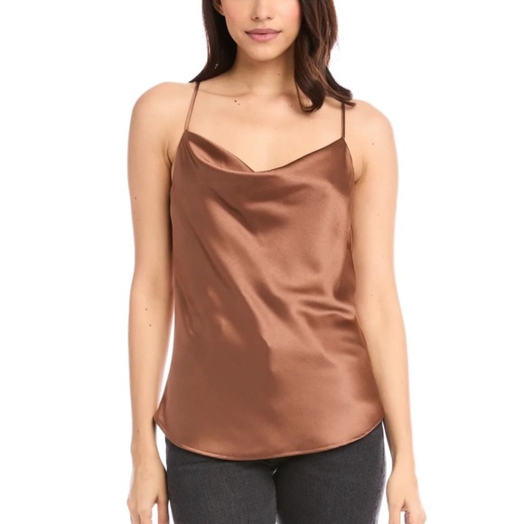 FIFTEEN TWENTY BROWN SATIN DRAPED CAMI SMALL - Picture 1 of 6